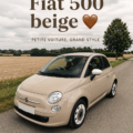 Fiat 500 de couleur beige, élégante et stylée sur une route