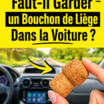 Un bouchon de liège dans une voiture sur un tableau de bord