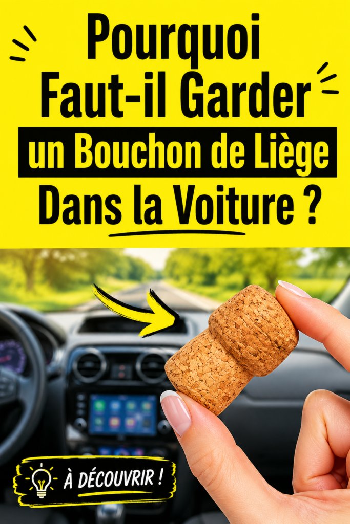 Un bouchon de liège dans une voiture sur un tableau de bord