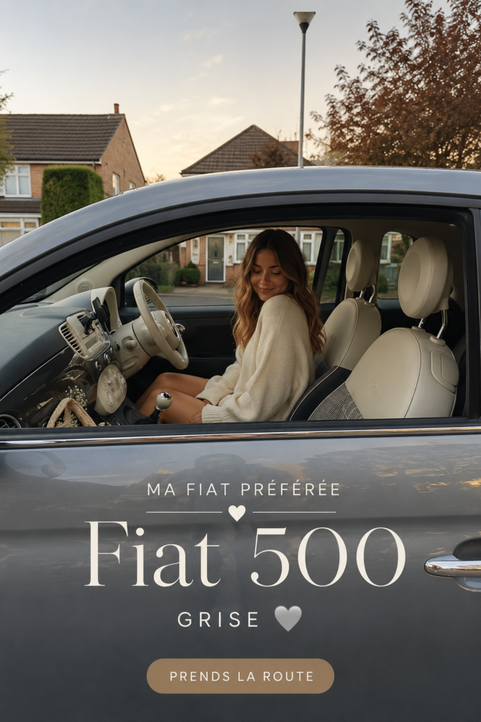 Fiat 500 gris élégant garé sur une rue branchée