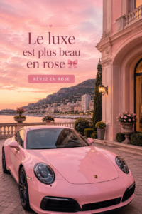Femme portant une élégante robe rose devant un décor luxueux