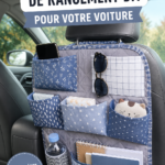 Organisateur en tissu DIY accroché au dossier du siège d'une voiture