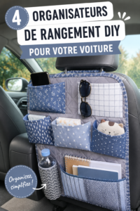 Organisateur en tissu DIY accroché au dossier du siège d'une voiture