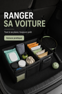 Voiture bien organisée avec des espaces de rangement optimisés