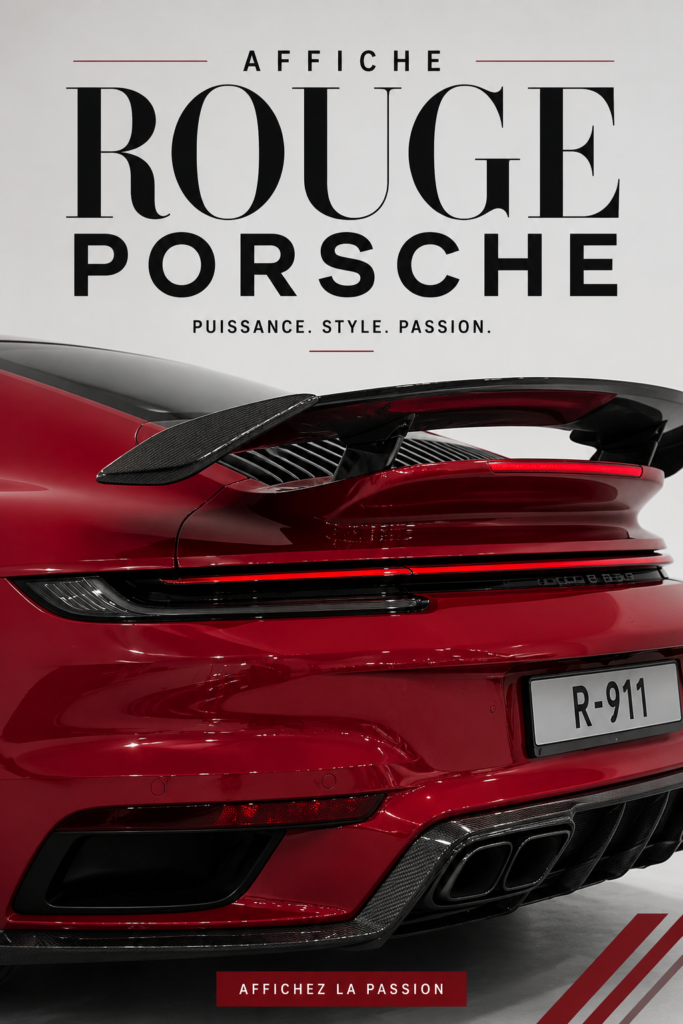 Affiche d'une Porsche rouge sur un mur moderne