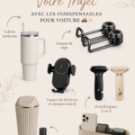 Femme heureuse dans sa voiture avec des accessoires améliorant le confort