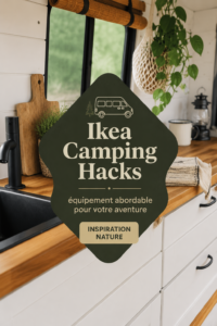 Espace camping aménagé avec des produits IKEA, montrant confort et fonctionnalité.