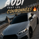 Vue d'un modèle Audi sur une route, soulignant son design élégant et sportif.