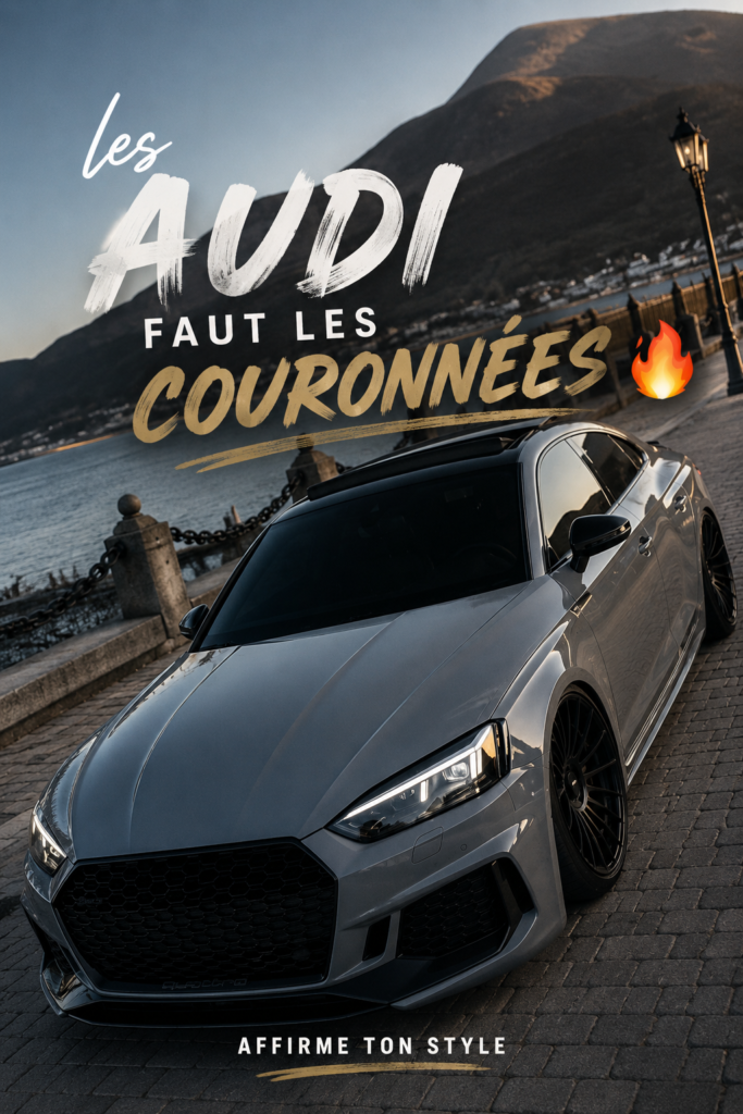 Vue d'un modèle Audi sur une route, soulignant son design élégant et sportif.