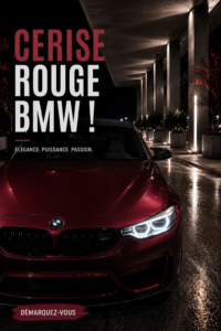 BMW rouge cerise garée dans un cadre urbain, stylée et moderne.