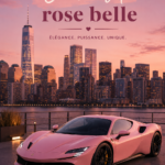Chevrolet rose brillante garée sur une route ensoleillée, attirant tous les regards.