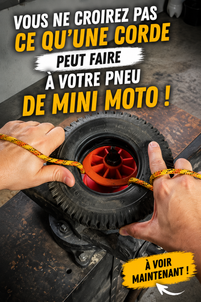 Un mini vélo avec une corde bien attachée, illustrant son entretien