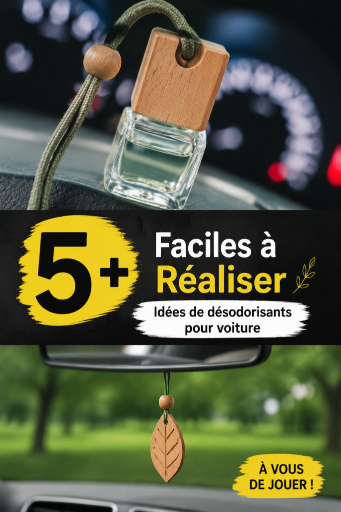 Désodorisants maison pour voiture, en présentation sur une table.