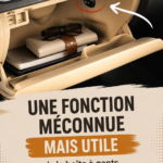 Vue intérieure d'une boîte à gants de voiture avec des documents et des accessoires.