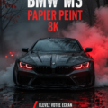 Fond d'écran en 8K d'une BMW M3 sur un bureau moderne