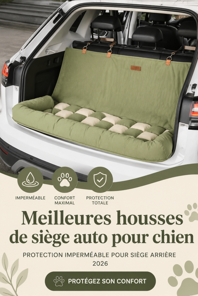 Housse de siège de voiture pour chien disponible en plusieurs couleurs et tailles.