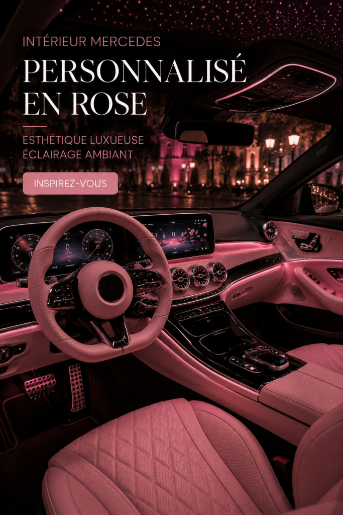 Intérieur personnalisé d'une Mercedes avec éclairage d'ambiance doux