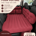 Matelas de voiture gonflable installé dans un SUV, prêt pour un voyage confortable.