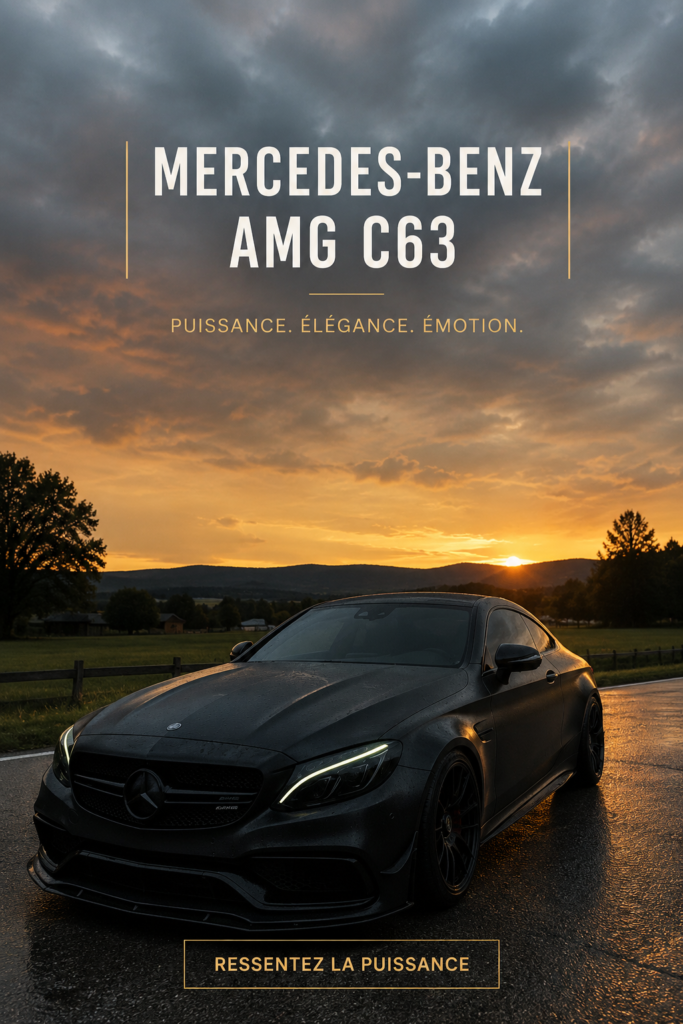 Mercedes-AMG C63 vue de l'extérieur, illustrant son design élégant et sportif.