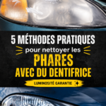 Phares de voiture propres après un nettoyage au dentifrice