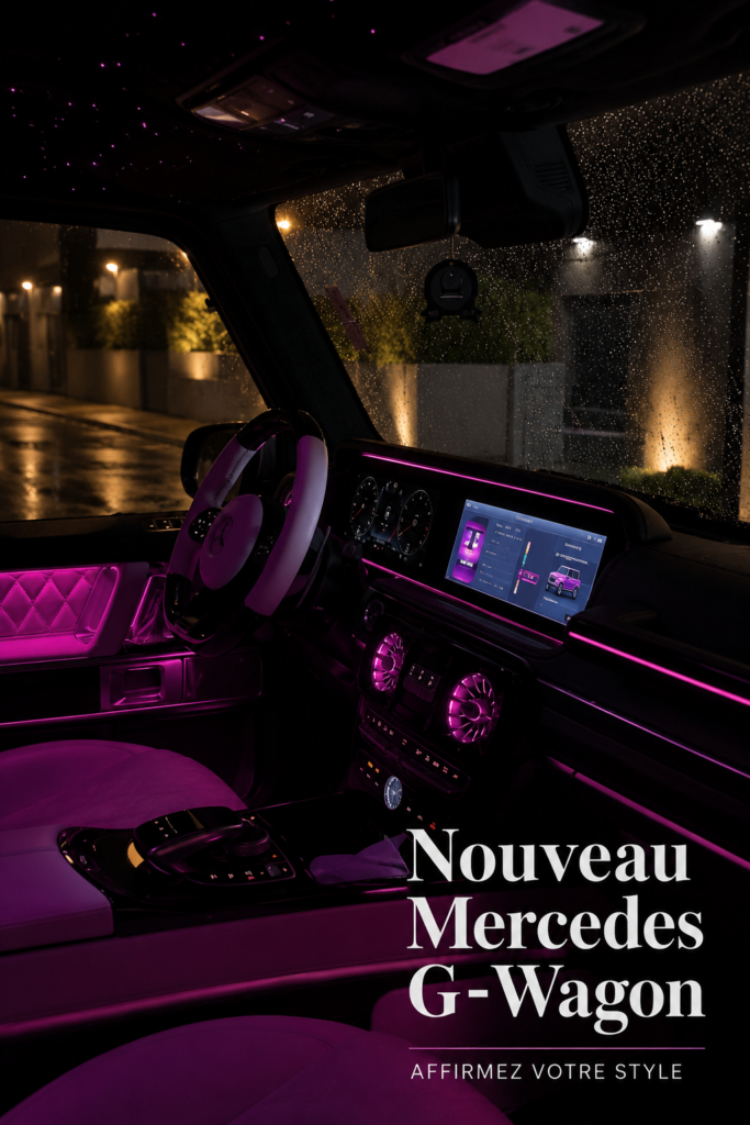 Vue avant du nouveau Mercedes G-Class sur un chemin de campagne, illustrant son design robuste et élégant.