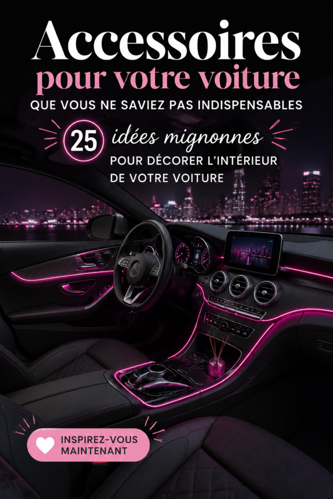 Intérieur de voiture décoré avec des accessoires modernes et élégants.