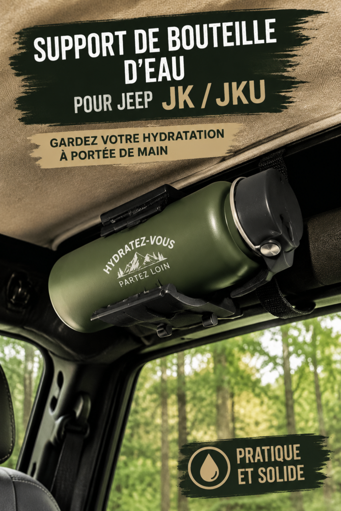 Un porte-bouteille élégant installé dans un Jeep Wrangler.