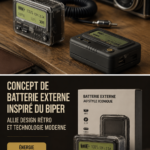 Power bank design vintage avec une touche moderne et élégante.