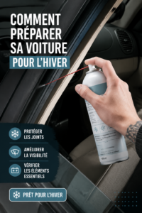 Voiture prête pour l'hiver avec une housse protectrice, illustration du préparatif hivernal.