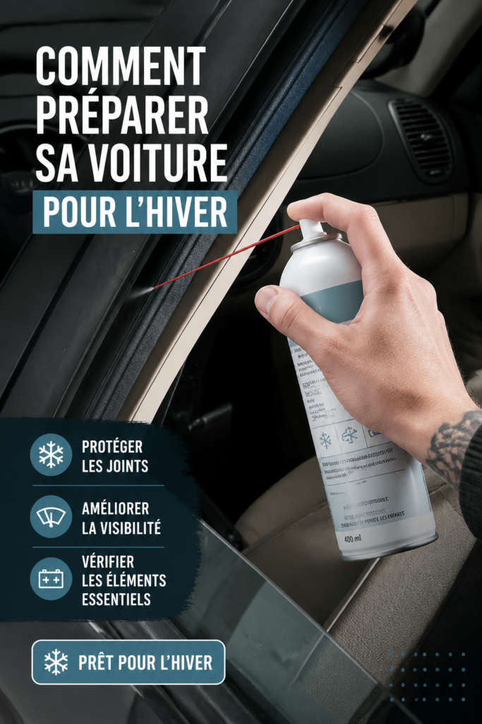 Voiture prête pour l'hiver avec une housse protectrice, illustration du préparatif hivernal.