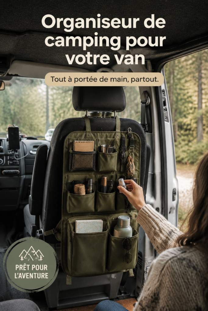 Un camping-car bien organisé avec des accessoires pratiques pour voyager confortablement.
