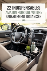 Image d'une voiture bien organisée avec des accessoires pratiques d'Amazon.