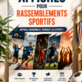 Affiche colorée pour un rassemblement sportif en extérieur