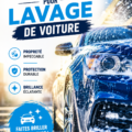 Affiche colorée pour lavage de voiture avec services listés