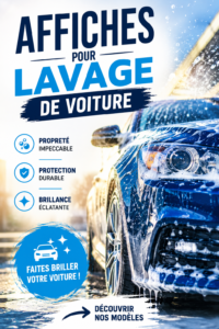 Affiche colorée pour lavage de voiture avec services listés