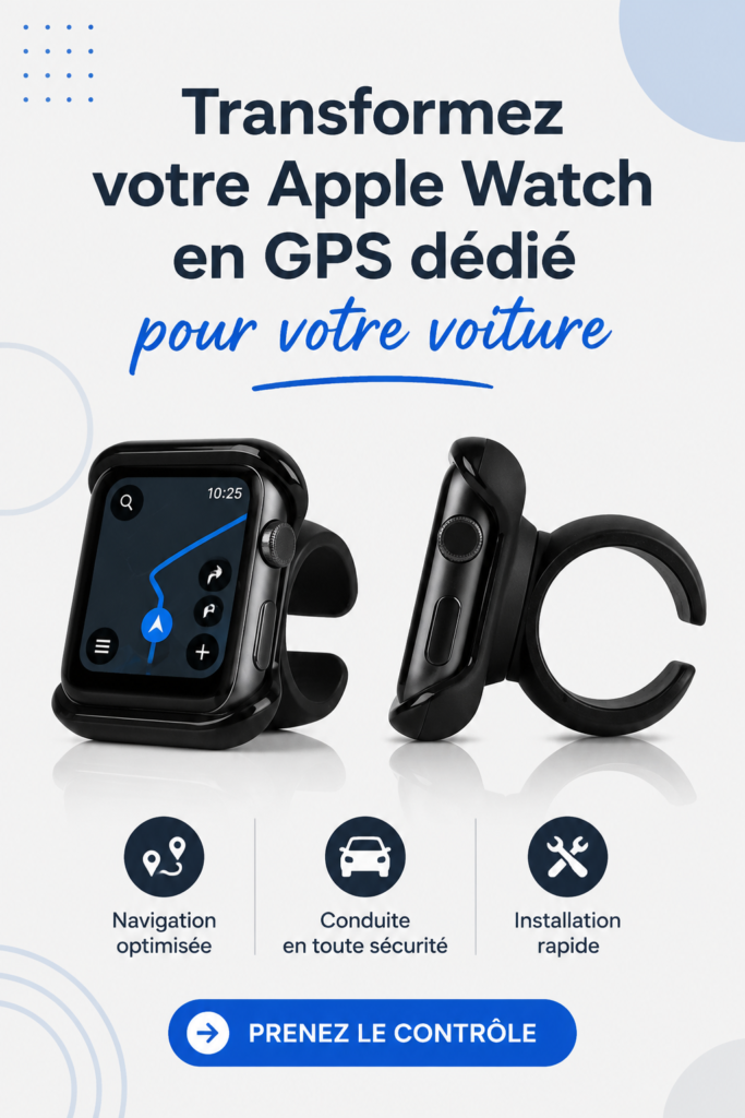 Femme conduite avec une Apple Watch affichant des directions, transformant sa montre en GPS.
