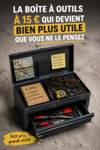 Boîte à outils à 15 $ de Harbor Freight sur un plan de travail