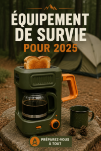 Équipement de survie moderne prêt pour 2025 sur une table