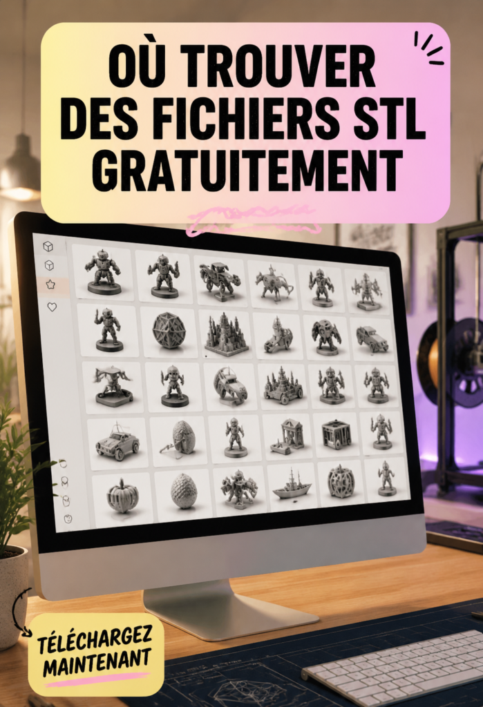 Fichiers STL pour impression 3D sur un écran d'ordinateur