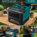 Un four à micro-ondes portable Makita sur un plan de travail moderne