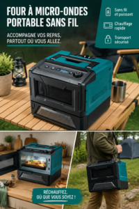Un four à micro-ondes portable Makita sur un plan de travail moderne