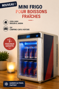 Mini frigo Red Bull avec des boissons fraîches à l'intérieur, parfait pour la maison