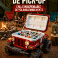 Glacière en forme de pick-up sur un pique-nique en plein air