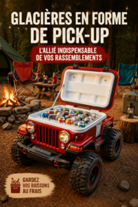 Glacière en forme de pick-up sur un pique-nique en plein air