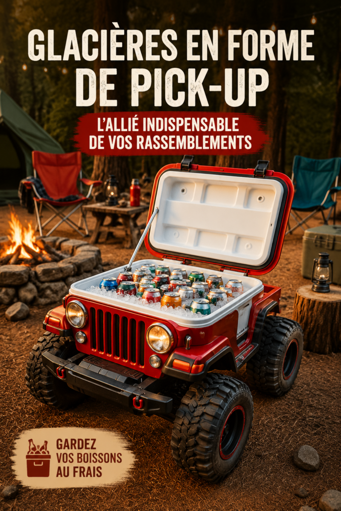 Glacière en forme de pick-up sur un pique-nique en plein air
