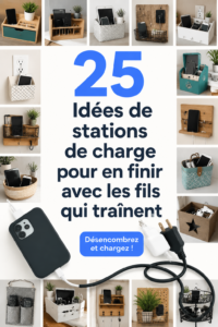 Une station de charge élégante avec des câbles bien organisés dans un intérieur moderne.