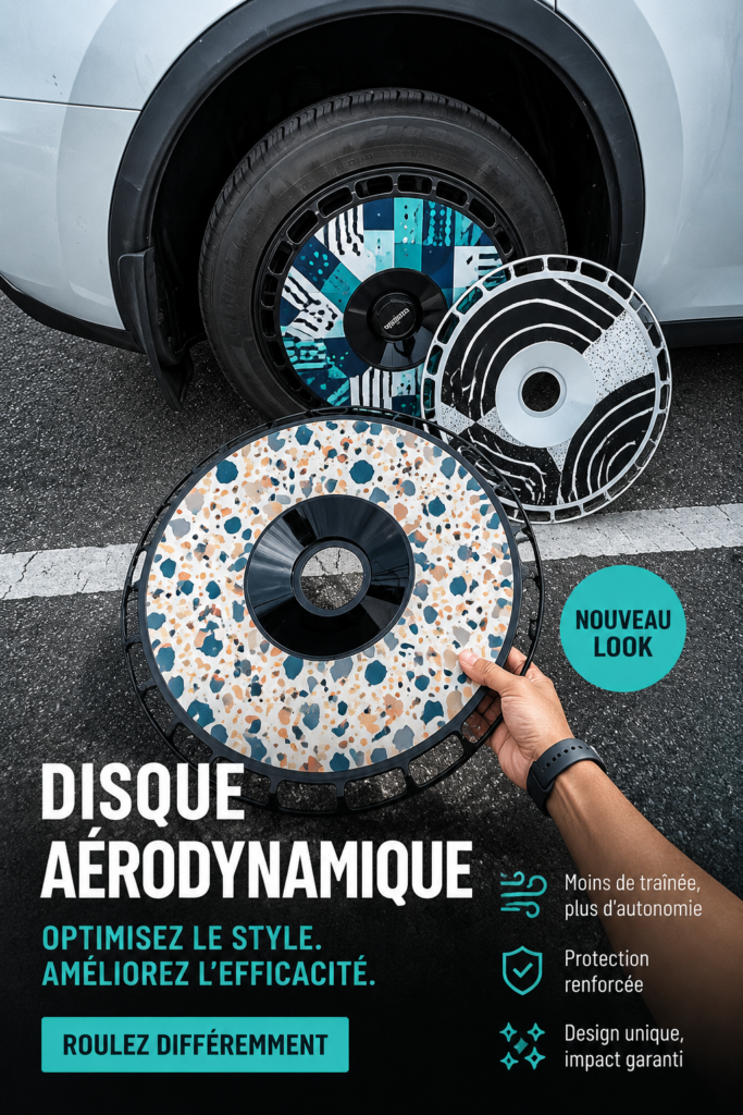 Un véhicule équipé de jantes Rotiform Aero Disc sur fond dynamique
