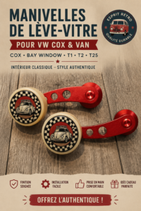 Manivelles de fenêtre personnalisées pour VW Beetle, ajoutant du charme et du style à l'intérieur.