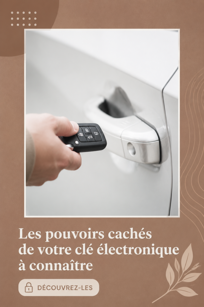 Une femme tenant une télécommande de voiture, découvrant ses fonctionnalités cachées.