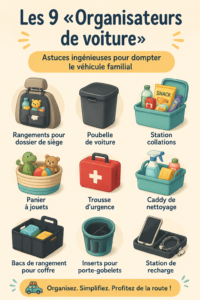 Accessoires de rangement pour voiture bien organisés
